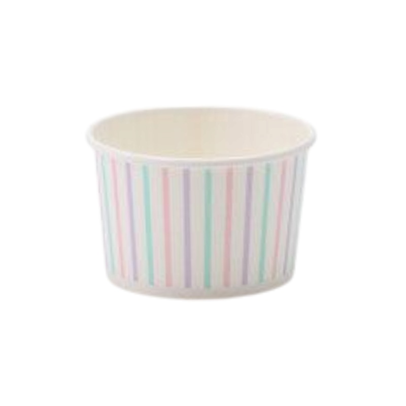 Ice Cream Paper Cups 120ml Multicolor Striped Vintage Tubs 10pack