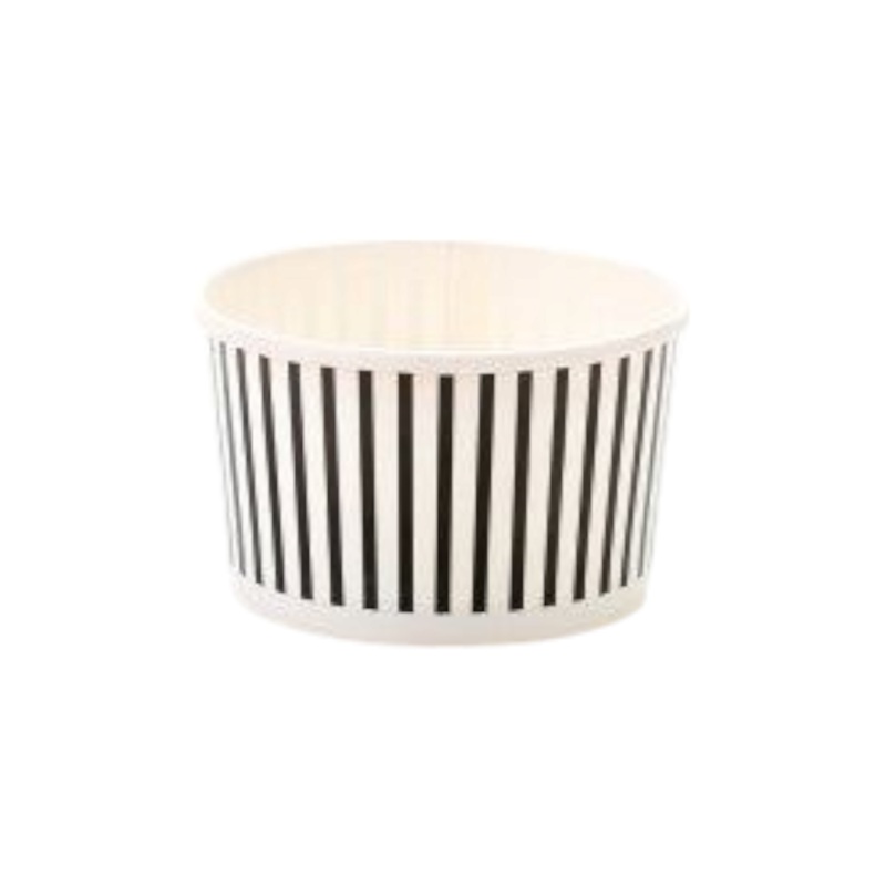 Ice Cream Paper Cups 90ml Blacked Stripes Vintage Tubs 10pack