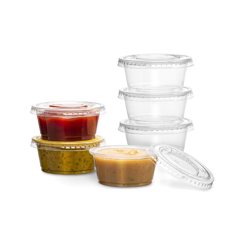 35ml PET Disposable Plastic Sauce Tubs with Lids 50pack