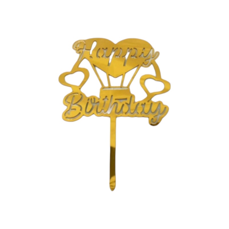 Acrylic Cake Topper Happy Birthday Heart