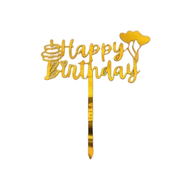 Acrylic Cake Topper Happy Birthday Hearts