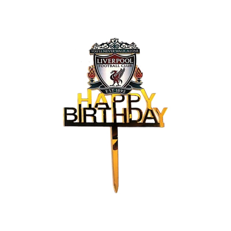 Acrylic Cake Topper Happy Birthday Liverpool Theme