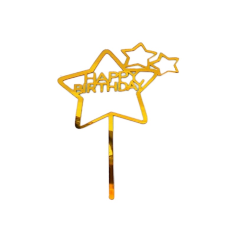 Acrylic Cake Topper Happy Birthday Star Theme