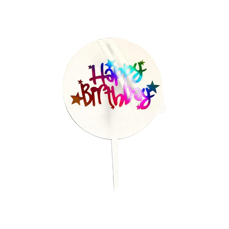Acrylic Clear Cake Topper Round  Happy Birthday