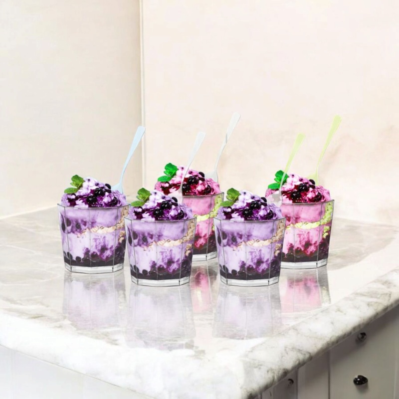 Acrylic Plastic Mini Dessert Cups Octagonal 160ml 10Pcs