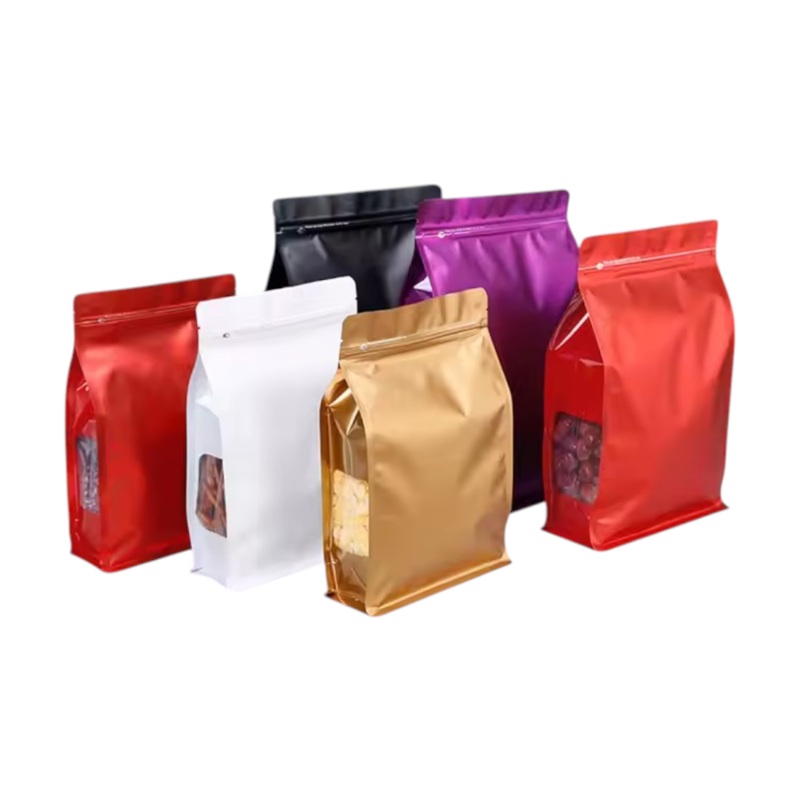 Aluminium Metalized Stand-up Coffee Bean Pouch Bag Side Gusset Flat Bottom – Side Window  Reusable 10Pack