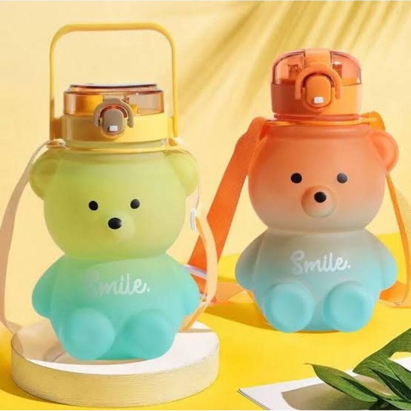 Bear Shaped Water Bottle with Built-In Straw and Carry Strap – 1.3L 2-Tone