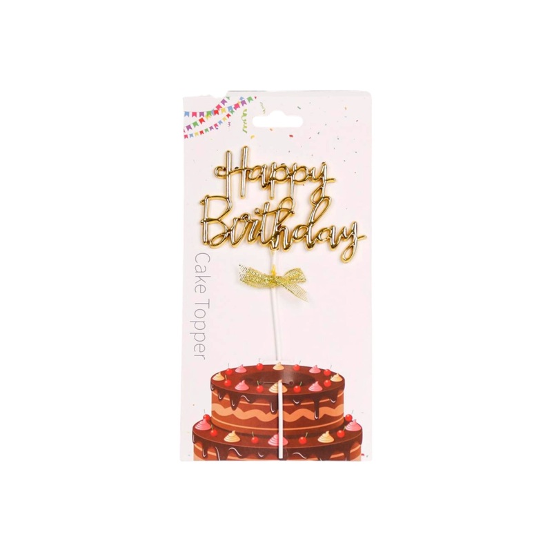 Cake Topper Happy Birthday with Bow