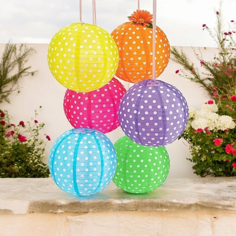 Chinese Polka Dot Paper Lantern 25cm 1pc