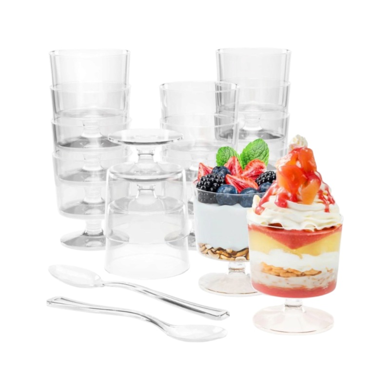 Plastic Disposable Acrylic Stemmed Dessert Cups 160ml 10pcs