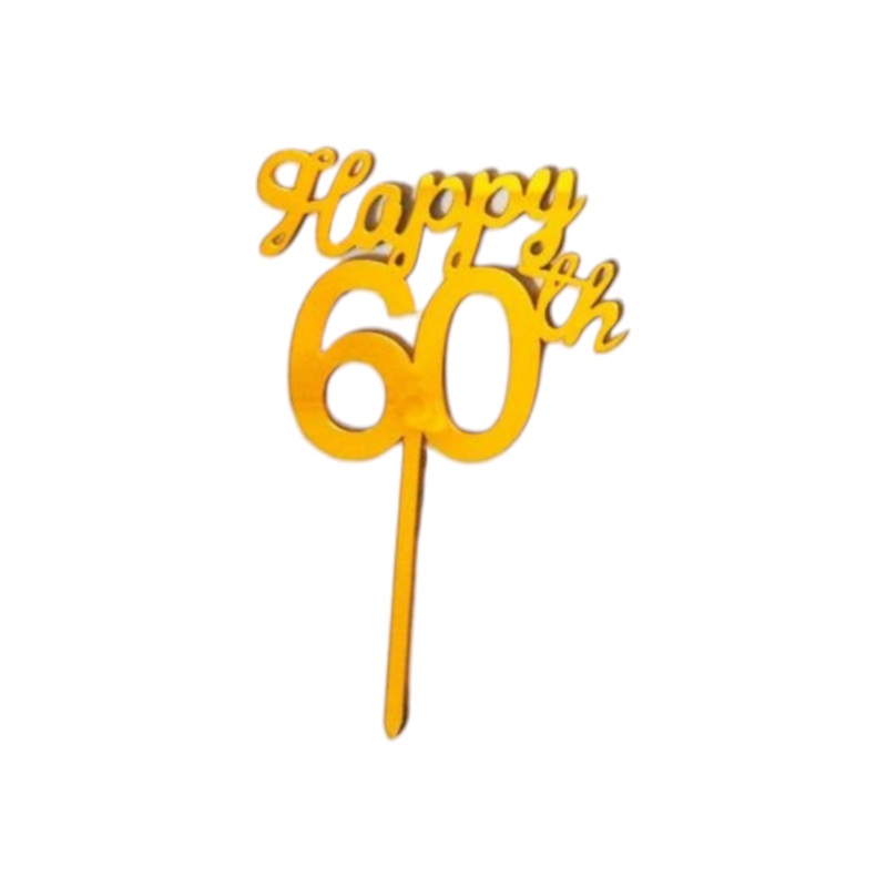 Acrylic Cake Topper Happy 60th  Birthday Theme