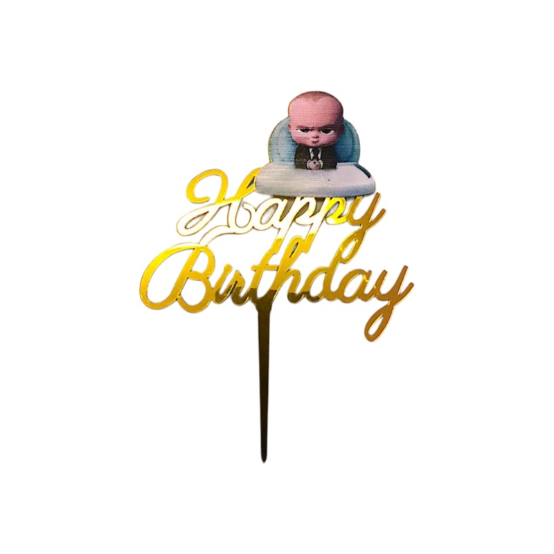 Acrylic Cake Topper Happy Birthday Boss Baby Theme