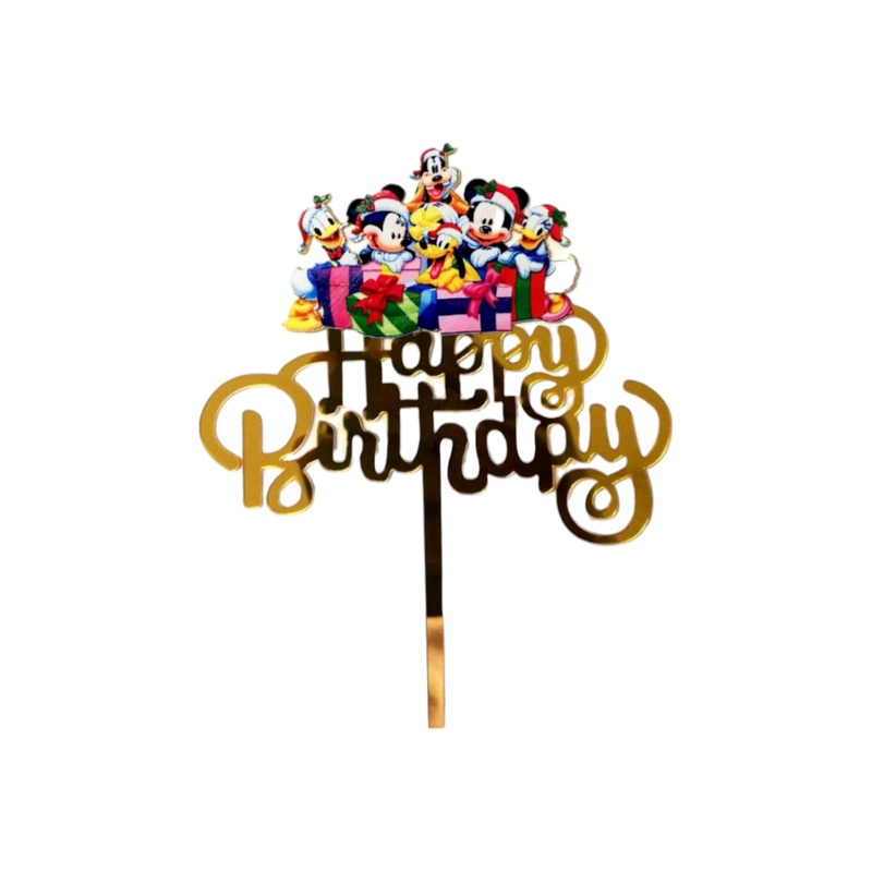 Acrylic Cake Topper Happy Birthday Mickey Mouse & Gang Theme