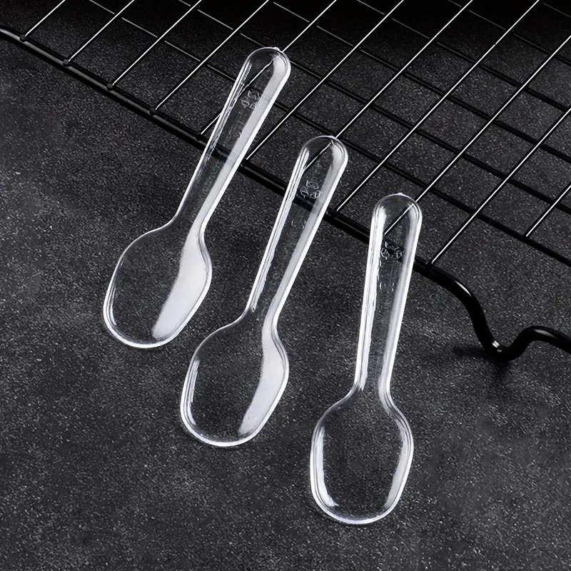 Disposable Acrylic Spoon 10cm with Wrap 50pack