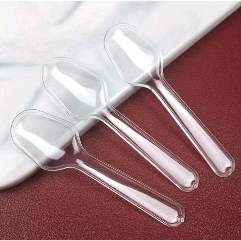 Disposable Plastic Clear Dessert Spoon 16cm 100pack