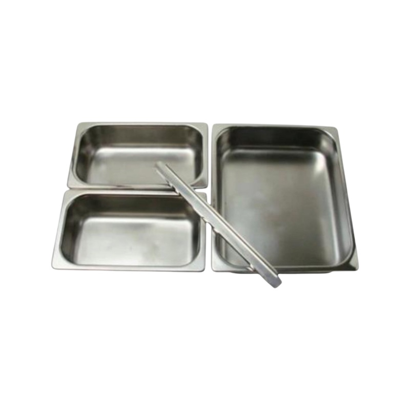 Steel King Food Pan Kit 3-Division 4pc Set for Baine Marie Chafing Dish