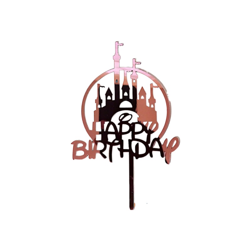 Acrylic Cake Topper Happy Birthday Disney Castle