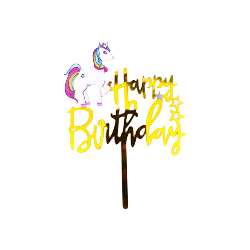 Acrylic Cake Topper Happy Birthday Unicorn