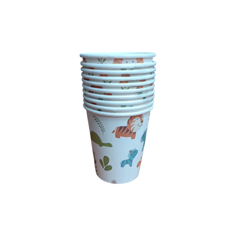 Disposable Party Paper Cups Animals 7.5x8cm