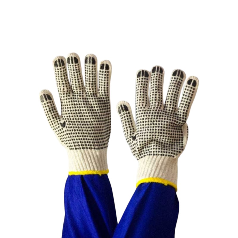Glove Cotton Knit Reversible Double Sided Dotted Grey Polka Dot GLC0016