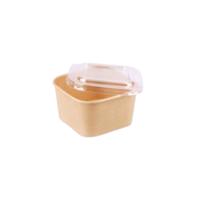 Kraft Ice Cream Container 6x4x4.8cm with Clear Lid 25pack