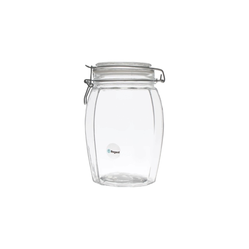 Regent Faceted Hermetic Glass Canister Jar 1.2L with Clip Lid