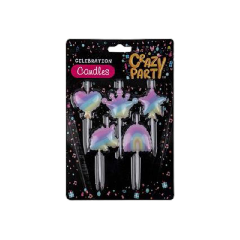 Birthday Candle Rainbow Shapes 3cm