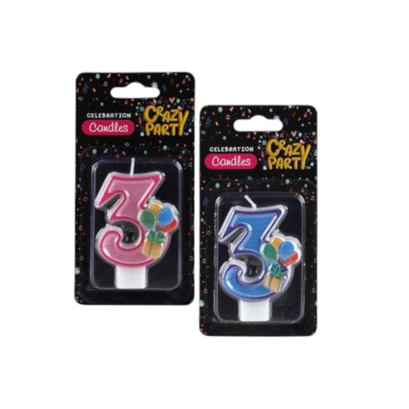 Birthday Candle Single Number No.3 1pc