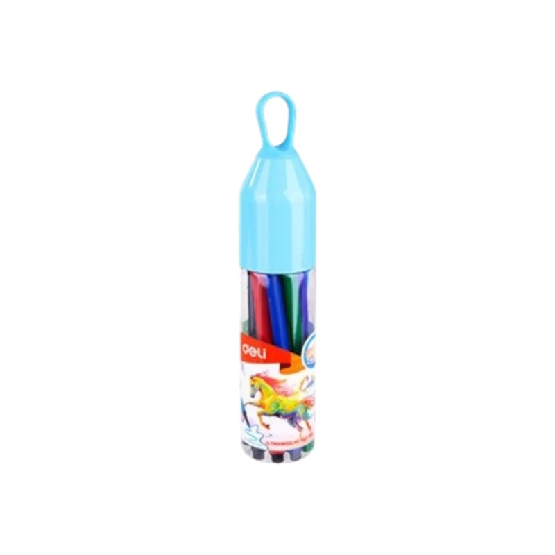 Deli Felt Pen 12 Colour Assorted Triangular EC10506