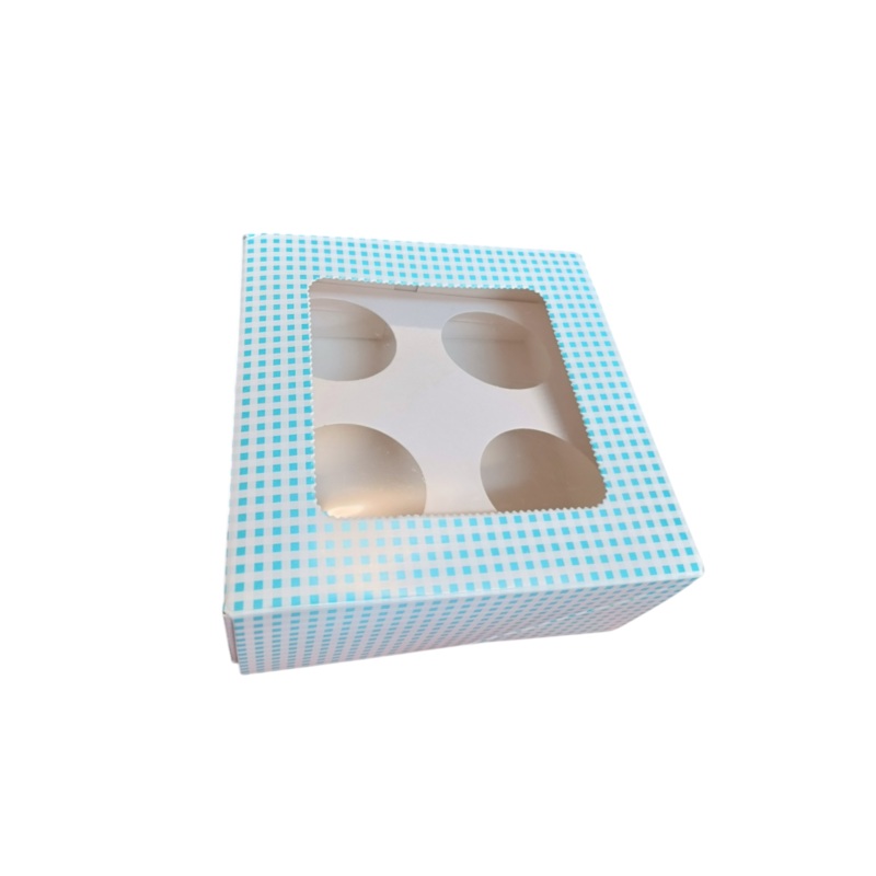 Gift Biscuit Paper Cake Box 4-Division 18.8cm with Plaid