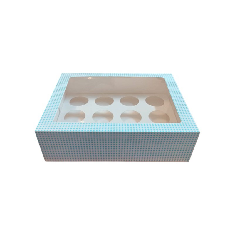Paper Cake Box 12 Division 34.5×26.2x10cm with Plaid