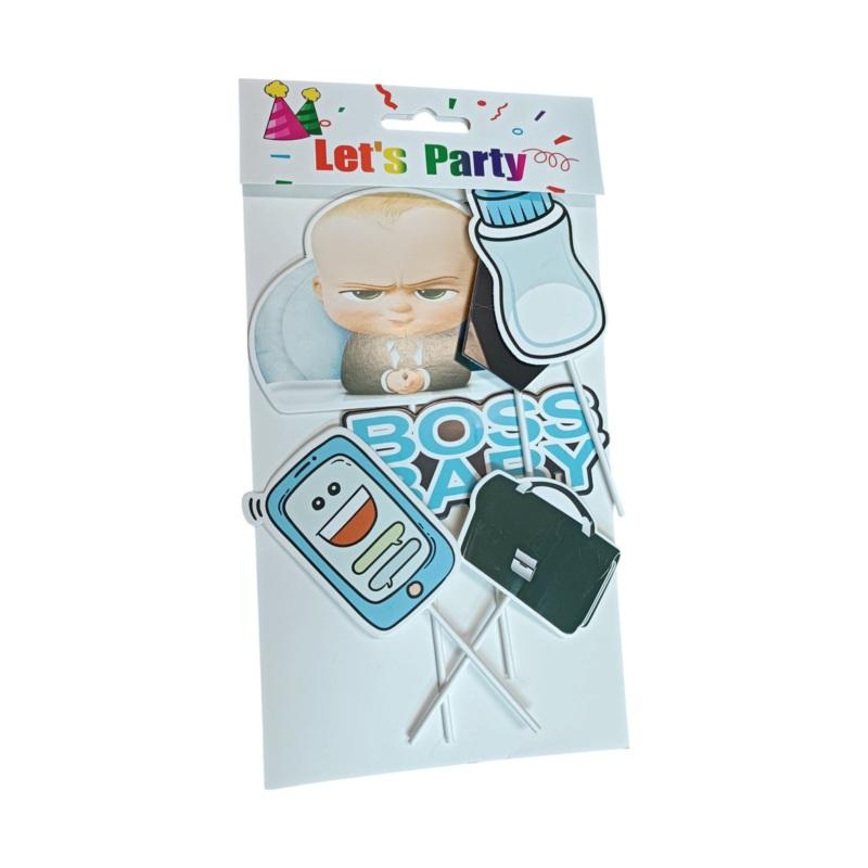 Paper Cake Topper Set Boss baby Blue 6pcs