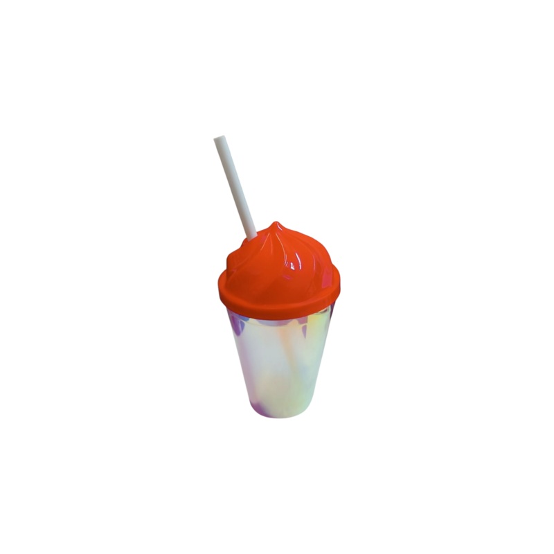 Plastic Dome Sipper Water Bottle with Straw 16x6cm