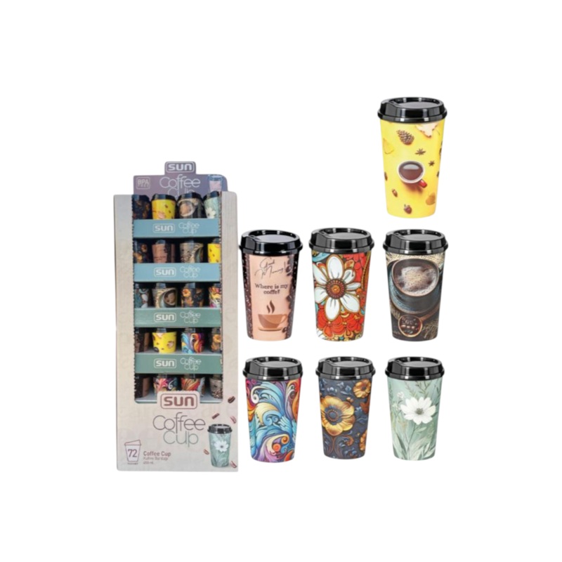 Reusable Sun Coffee Cups with lids 450ml