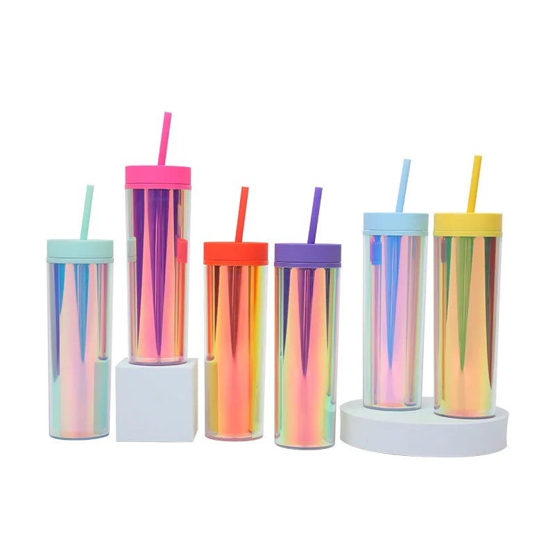 Skinny Drinking Tumbler 473ml Acrylic Reusable – Thickened Double-Layer Acrylic Plastic Water Bottle