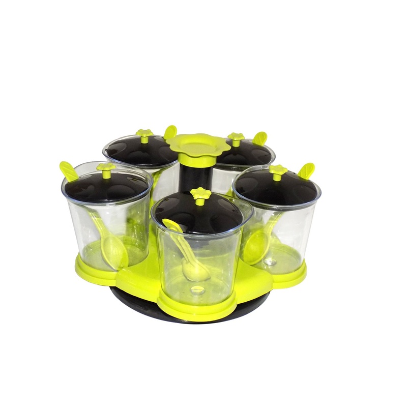 0066 Multipurpose Dining Set Jar and tray holder, Chutneys/Pickles/Spices Jar – 5pc