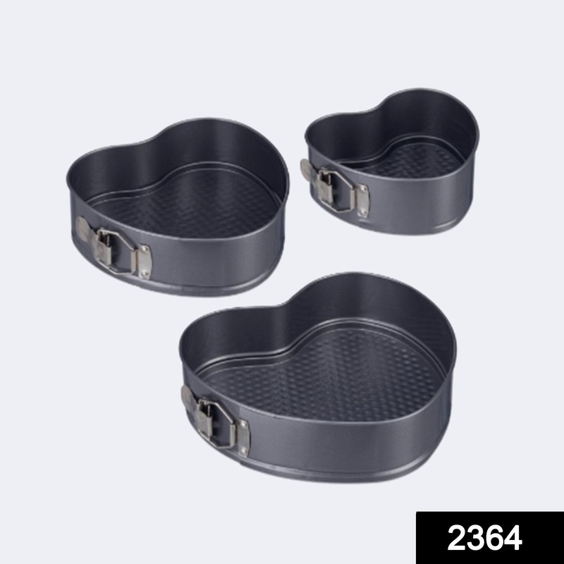 2364 Heart Shape Metal Moulds for Baking Non-Stick Cake Tins (Pack of 3)