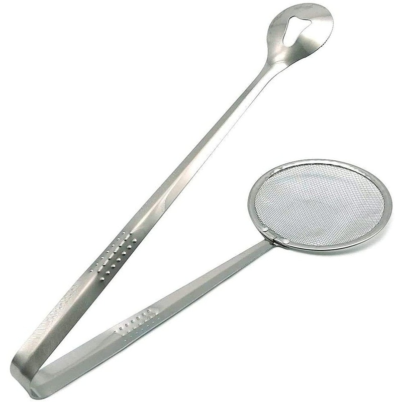 2412 2In1 Stainless Steel Filter Spoon with Clip Food Kitchen Oil-Frying Multi-Functional