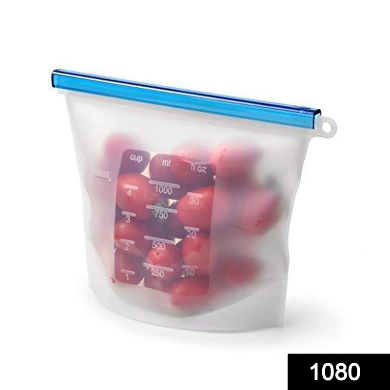 1080 Reusable Silicone Airtight Leakproof Food Storage Bag – 1 ltr