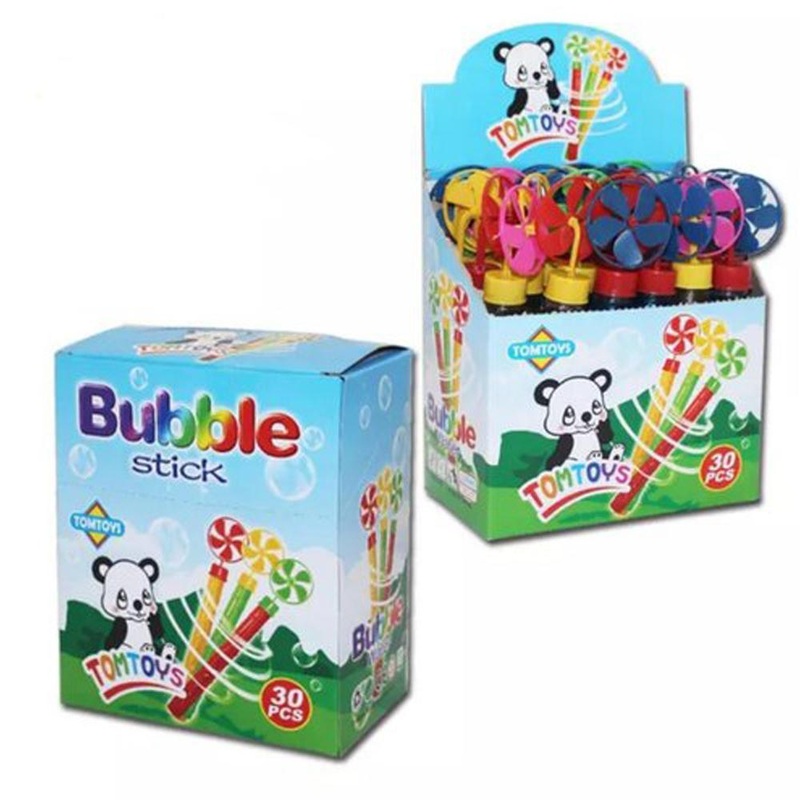 1166  Small Bubble Stick with Windmill Fan Toy (MultiColor) (30pc)
