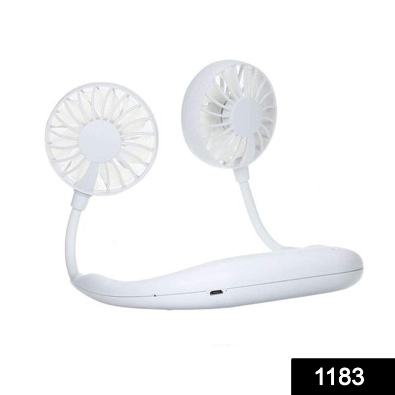 1183 Portable Rechargeable Wearable Strong Airflow Quiet Operation Hanging Neck Fan