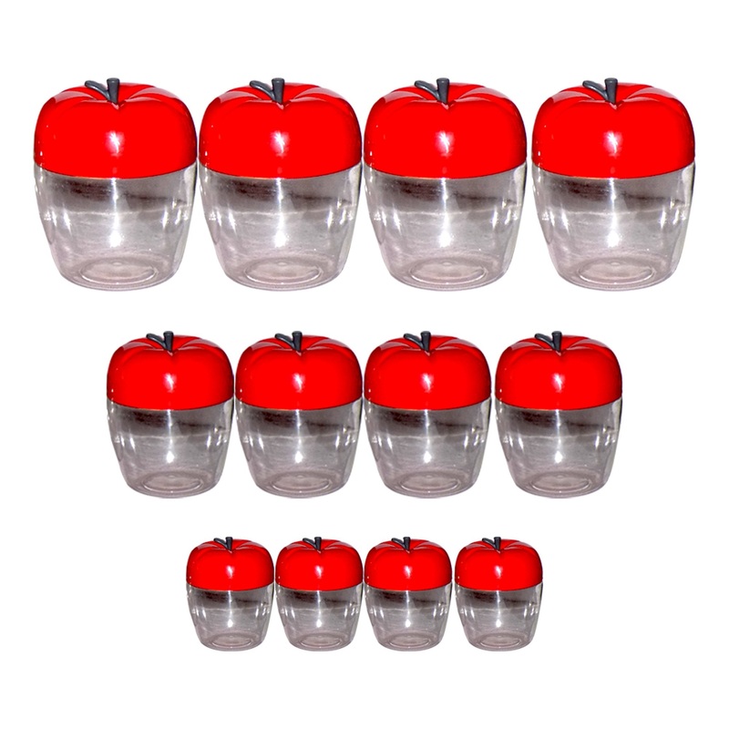 2274 Air Tight Apple Shape Storage Container – 500 ml, 800 ml and 1500 ml (4 Pcs Each Size, 12 Pcs)
