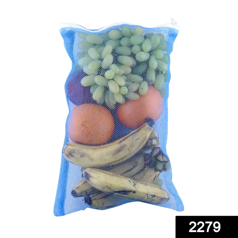2279 Fridge Bags for Fruits and Vegetables with Zip Net (Multicolour)