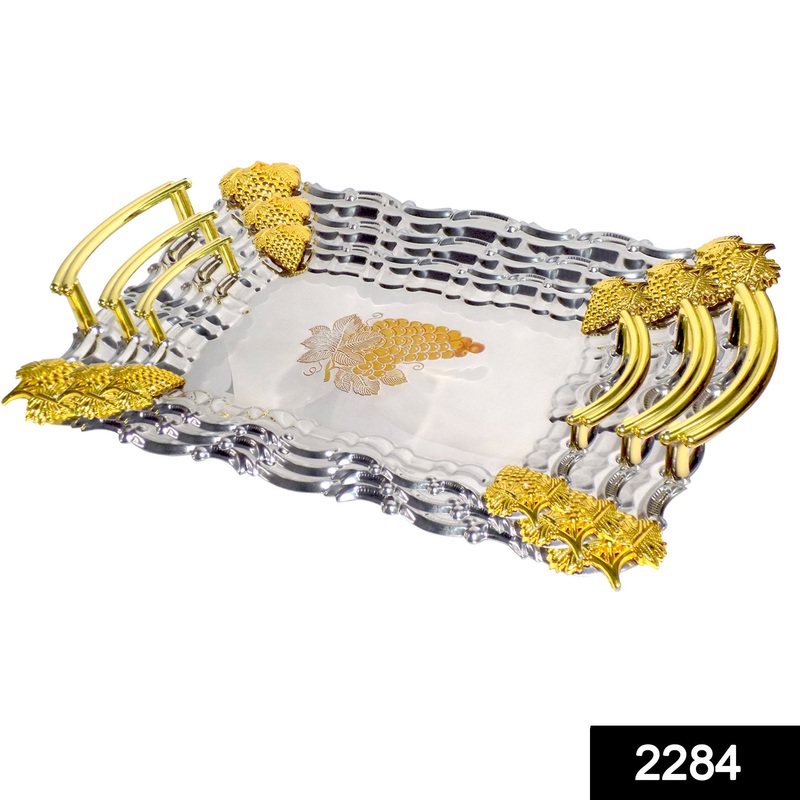 2284 Decorative Serving Tray with Handles (multicolours)