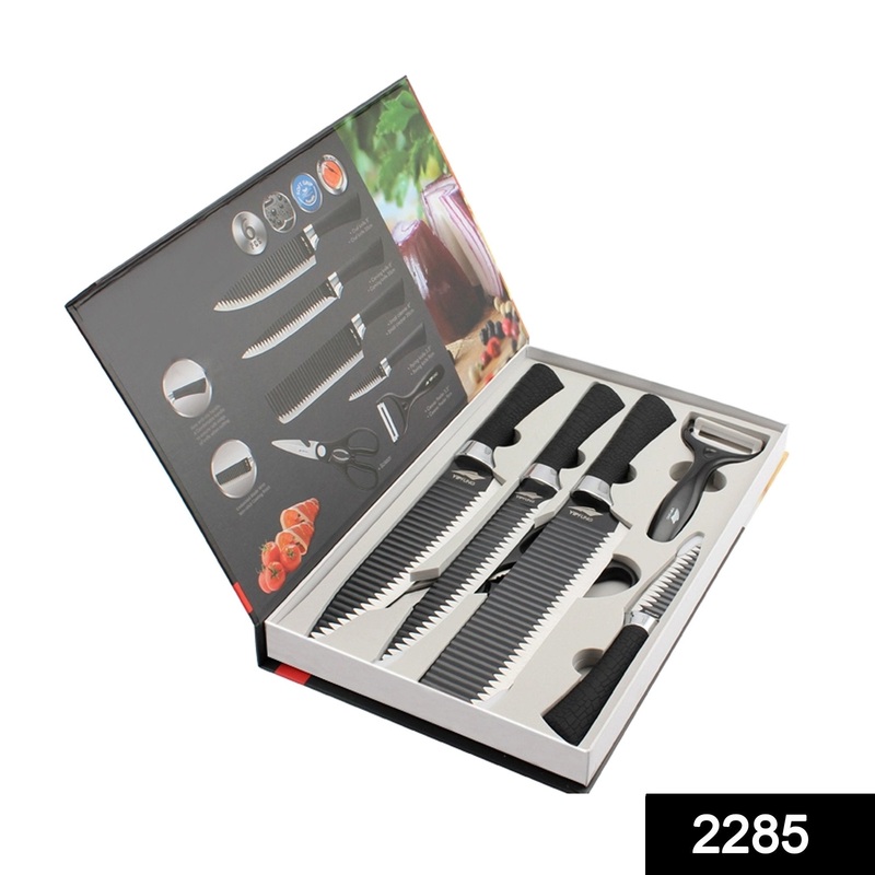 2285 Stainless Steel Knife Set With Chef Peeler And Scissor (6 Pieces)