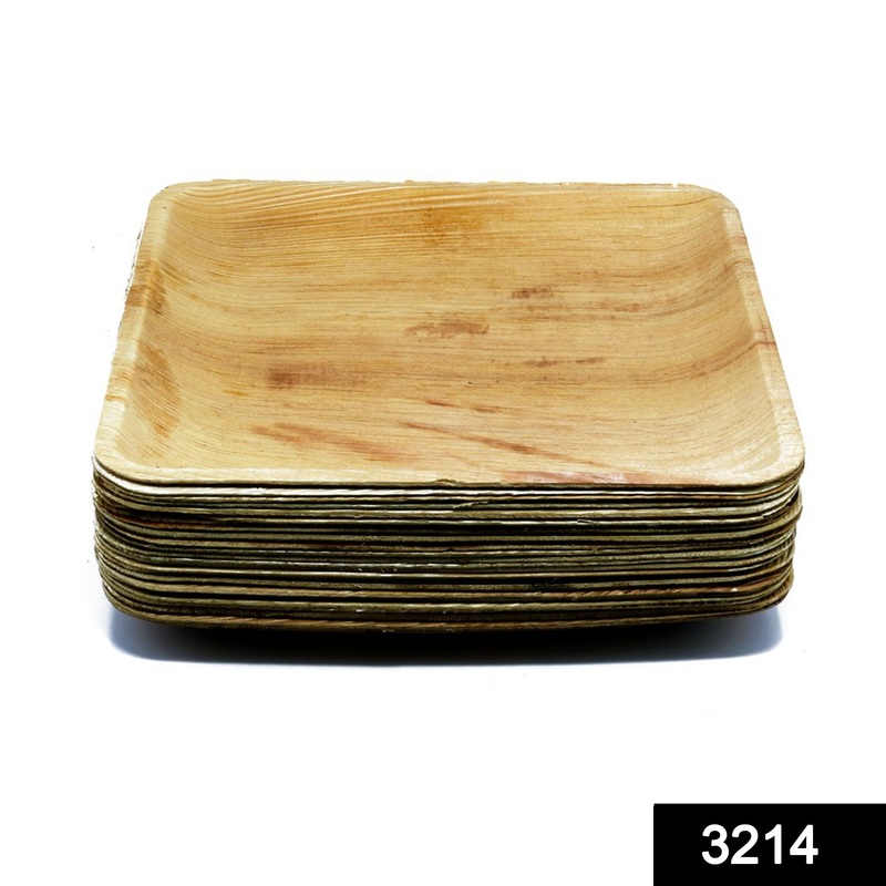 3214 Disposable Square Eco-friendly Areca Palm Leaf Plate (10×10 inch) (pack of 25)