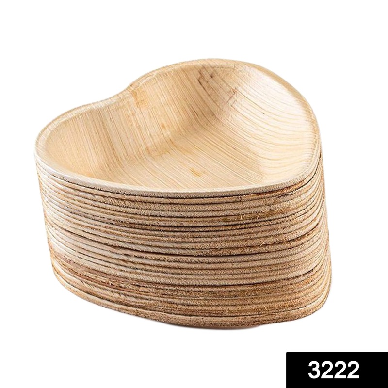 3222 Disposable Heart Shape Eco-friendly Areca Palm Leaf Plate (6×6 inch) (pack of 25)