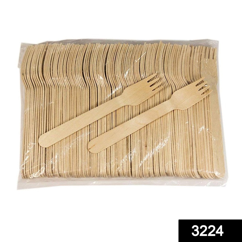 3224 Disposable Eco-friendly Wooden Fork (Pack of 100)