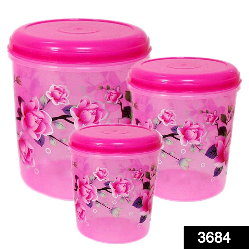3684 Food Storage Containers Kitchen Containers for Storage Set 1000 ml, 2000ml, 3000 ml (Set of 3) (multicoloured)