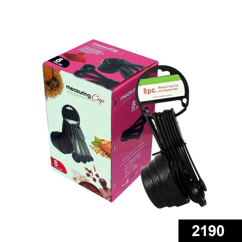 2190 Plastic Measuring Cups and Spoons Set with Box (8 pcs)